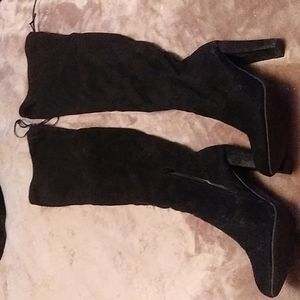 Wild Diva Size 7 black suede over the knee boots